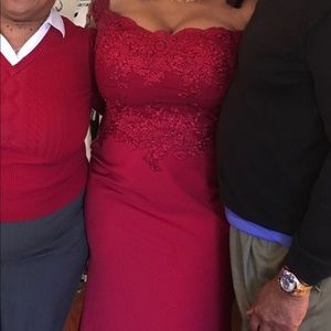 burgundy off-the-shoulder prom dress